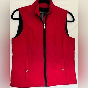Lauren Ralph Lauren Puffer Vest Womens SZ PM gold Hardware Equestrian Winter